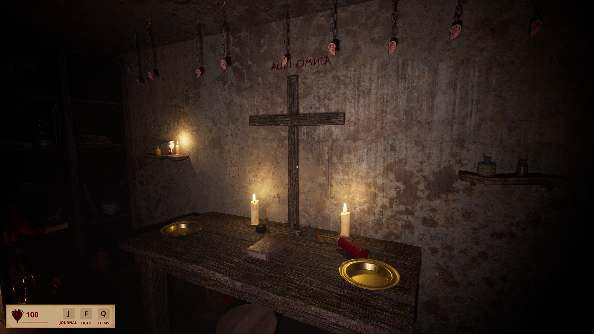 Original gameplay screenshot: candlelit cross